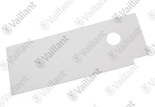Weißes Isolierteil von Vaillant mit rechteckiger Form und einer Aussparung. Eignet sich zur Verwendung in Heizsystemen.